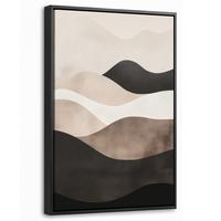 LEINWAND Bilder mit Rahmen - Abstrakt - Landschaft - Wellen - Cremefarben - 40x60 - Cappuccino, Textil (40/60cm) - MuchoWow