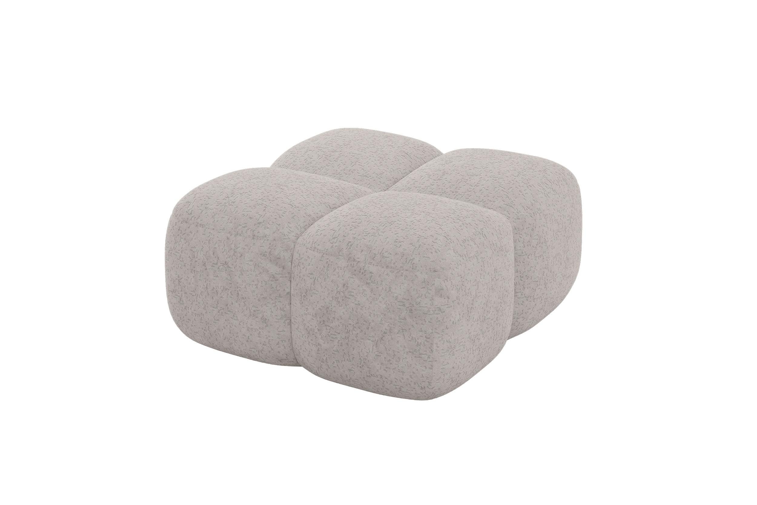 POUF Miko-Puf 90x90x45 cm Hellgrau Velours Modular Sitzhocker - Hellgrau/Schwarz, Holzwerkstoff/Kunststoff (90/43/90cm) - ALTDECOR