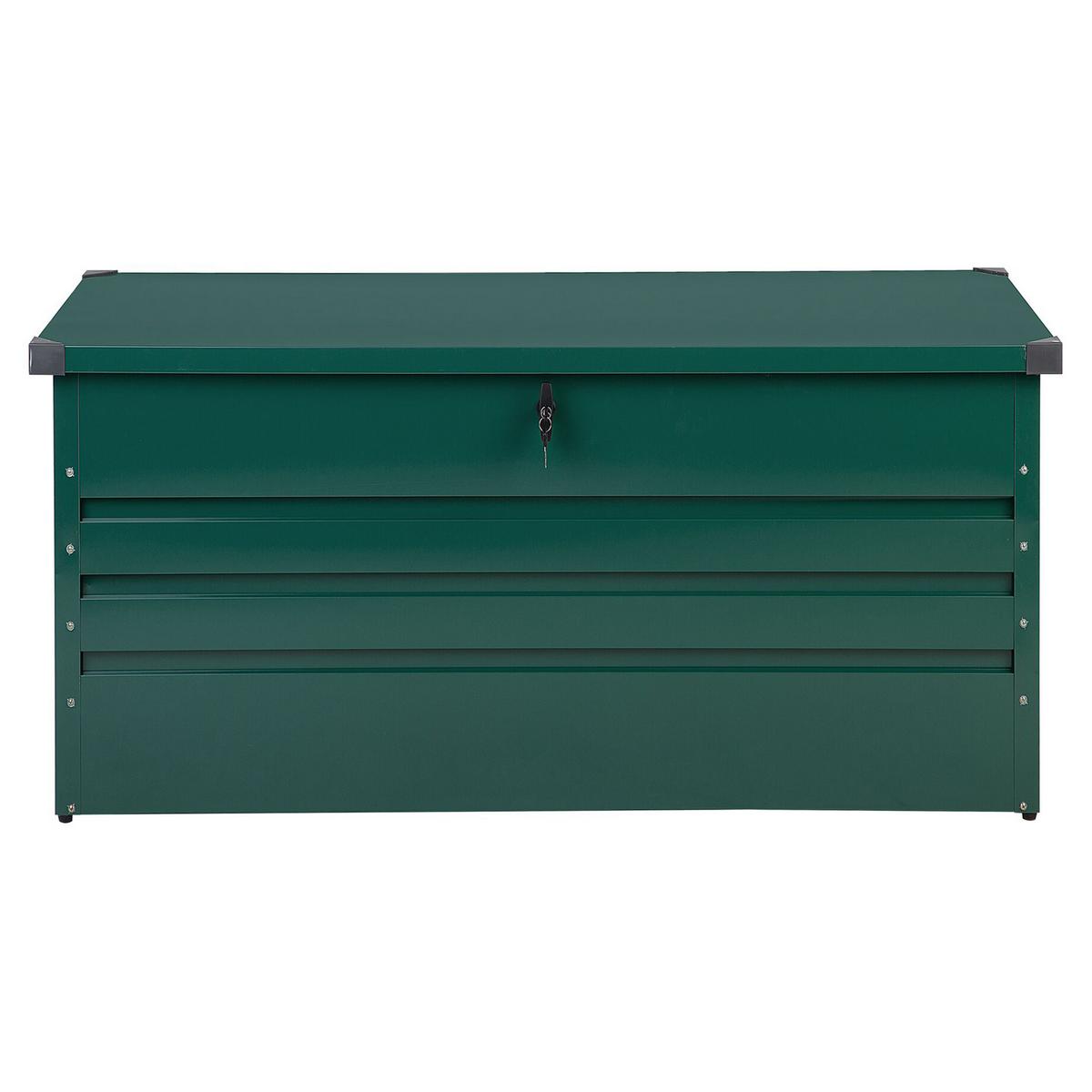 AUFLAGENBOX Stahl dunkelgrün 132/62 cm Cebrosa - Grün, Metall (132/64/62cm) - Beliani
