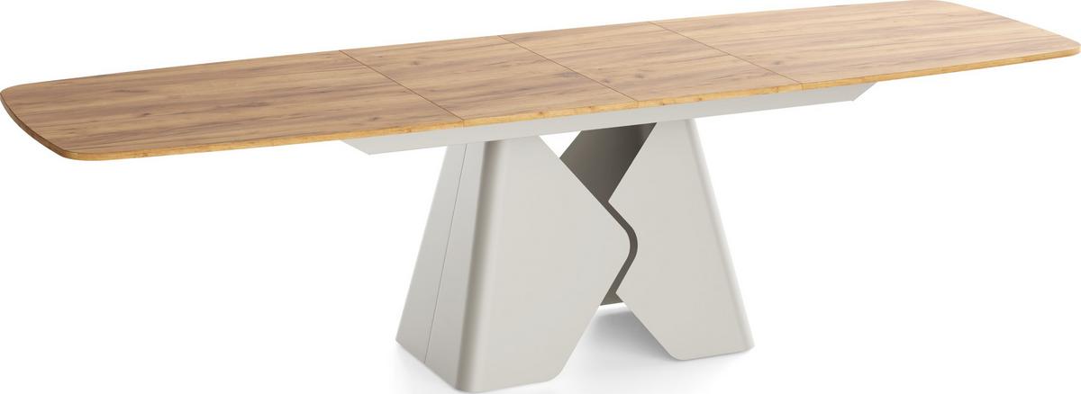 ESSTISCH Vanta rechteckig ausziehbar verlängerbar mit Metallgestell in Kaschmir Grau, Eiche Braun 180-270/90/76 cm - Eiche Wotan/Schwarz, Holzwerkstoff/Metall (90/270/76cm) - WFL GROUP