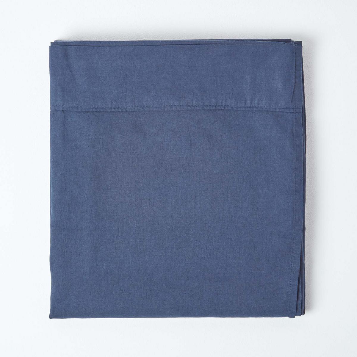 LEINEN-BETTLAKEN ohne Gummizug aus 60% Leinen & 40% Baumwolle - Blau, Textil (240/275cm) - Homescapes