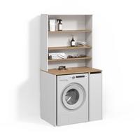 WASCHMASCHINENSCHRANK Paolina Weiß/Artisan 93.6 x 88.2 cm 2 Teile mit Schrank und Regal - Weiß/Eiche Artisan, Holzwerkstoff (93.6/88.2/60cm) - Livinity®