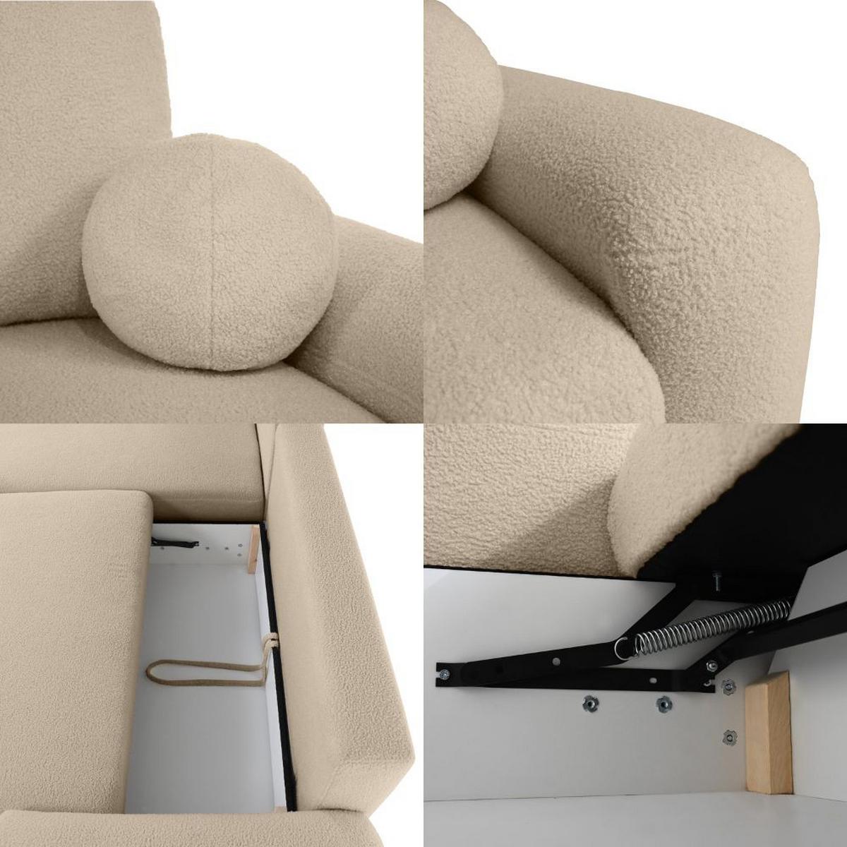 ECKSCHLAFSOFA Noel mit universelle Ottomane, Cappuccino - Schwarz/Cappuccino, Textil (280/163cm) - Beautysofa