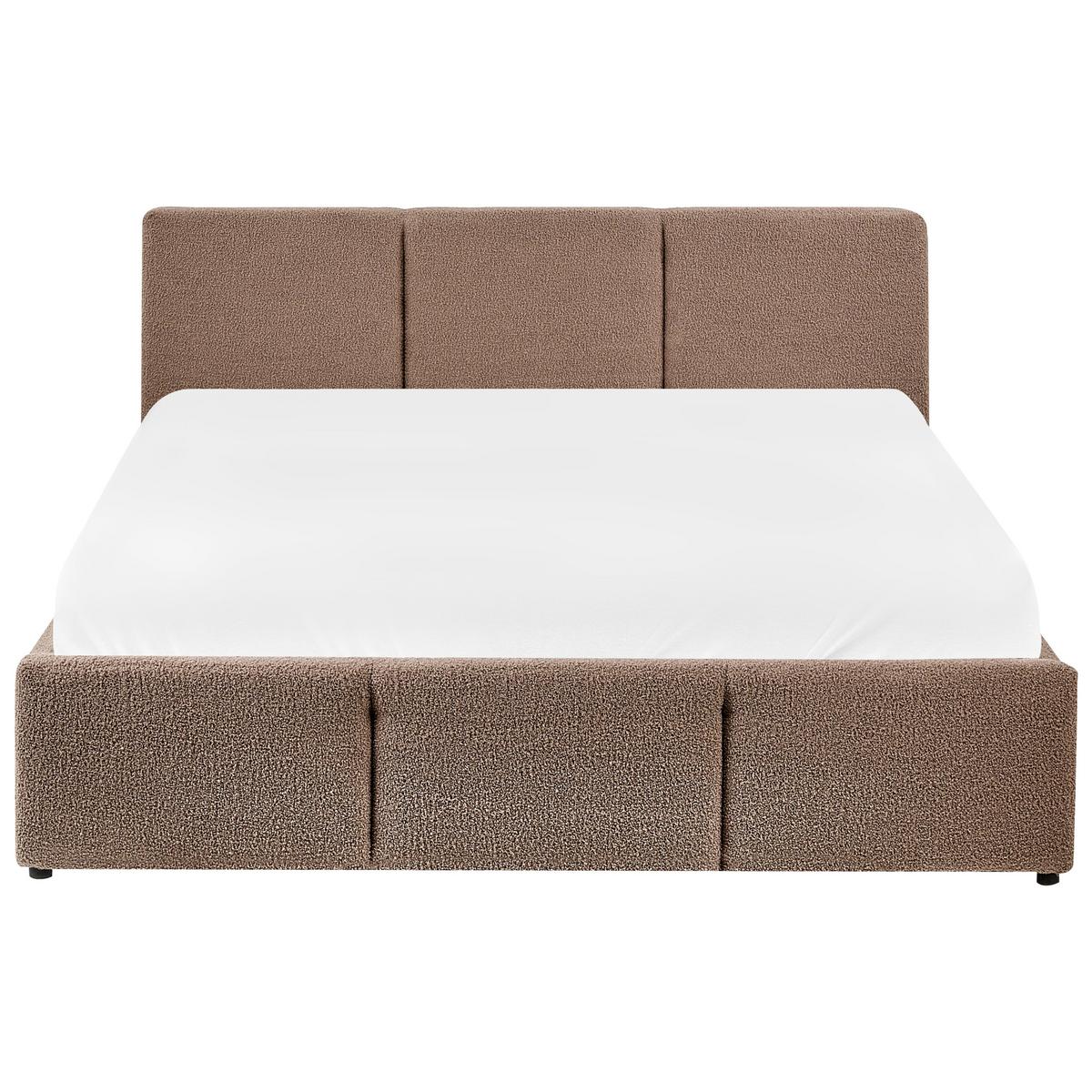 BETT mit Stauraum 140/200 cm Bouclé Taupe Bousse - Taupe, Textil (140/200cm) - Beliani