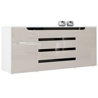 SIDEBOARD Sintra Sandgrau Hochglanz / Schwarz Hochglanz - Sandfarben, Holzwerkstoff (166/72/35cm) - Vladon