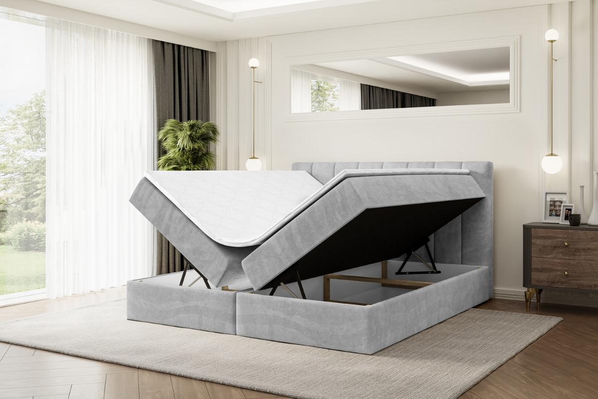 BOXBETT mit Matratze H4 und Lattenrost - OTTA - 140x200 cm - H4 - Hellgrau - Hellgrau, Holzwerkstoff (140/200cm) - ALTDECOR