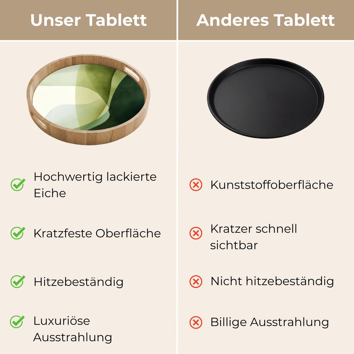 TABLETT Wellen - Abstrakt - Hellgrün - Ornamental 40x40 cm - Grün, Holz (40/5/5cm) - OnlyWow