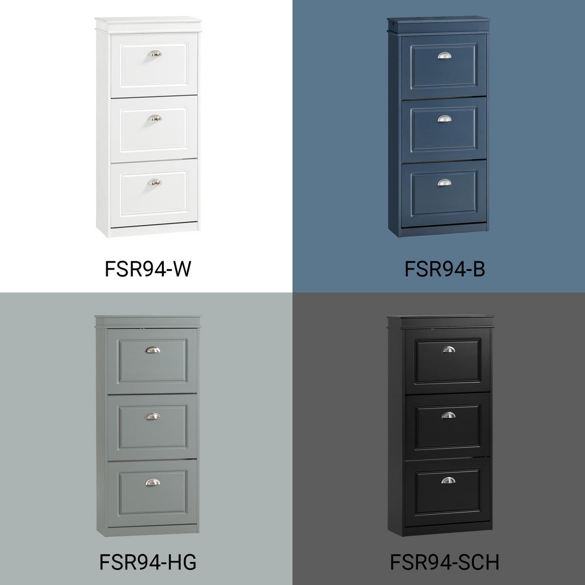 SCHUHSCHRANK mit 3 Klappen, Schuhkipper Weiß - Weiß, Holzwerkstoff (53/117/24cm) - SoBuy