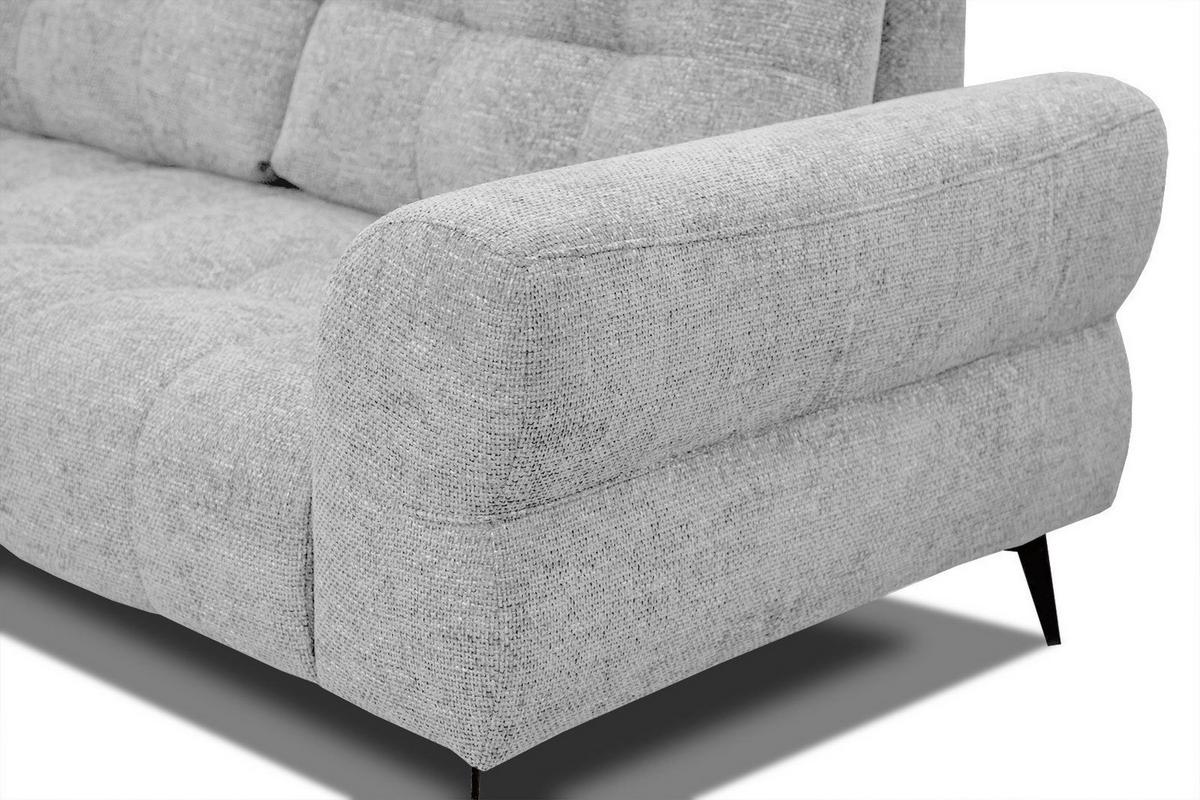 ECKSOFA SALVINI 5-Sitzer, hellgrau - Hellgrau/Schwarz, Holzwerkstoff/Textil (158/292cm) - Wozimo