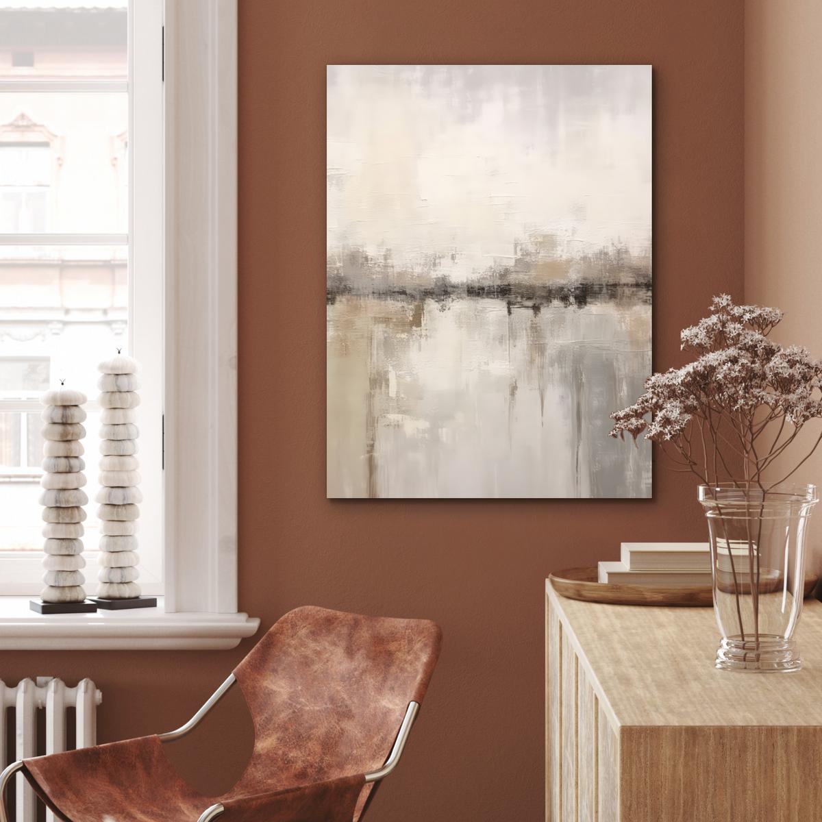METALLBILD Moderne Kunst - Abstrakt - Beige 60x80 cm - Beige, Metall (60/80cm) - MuchoWow