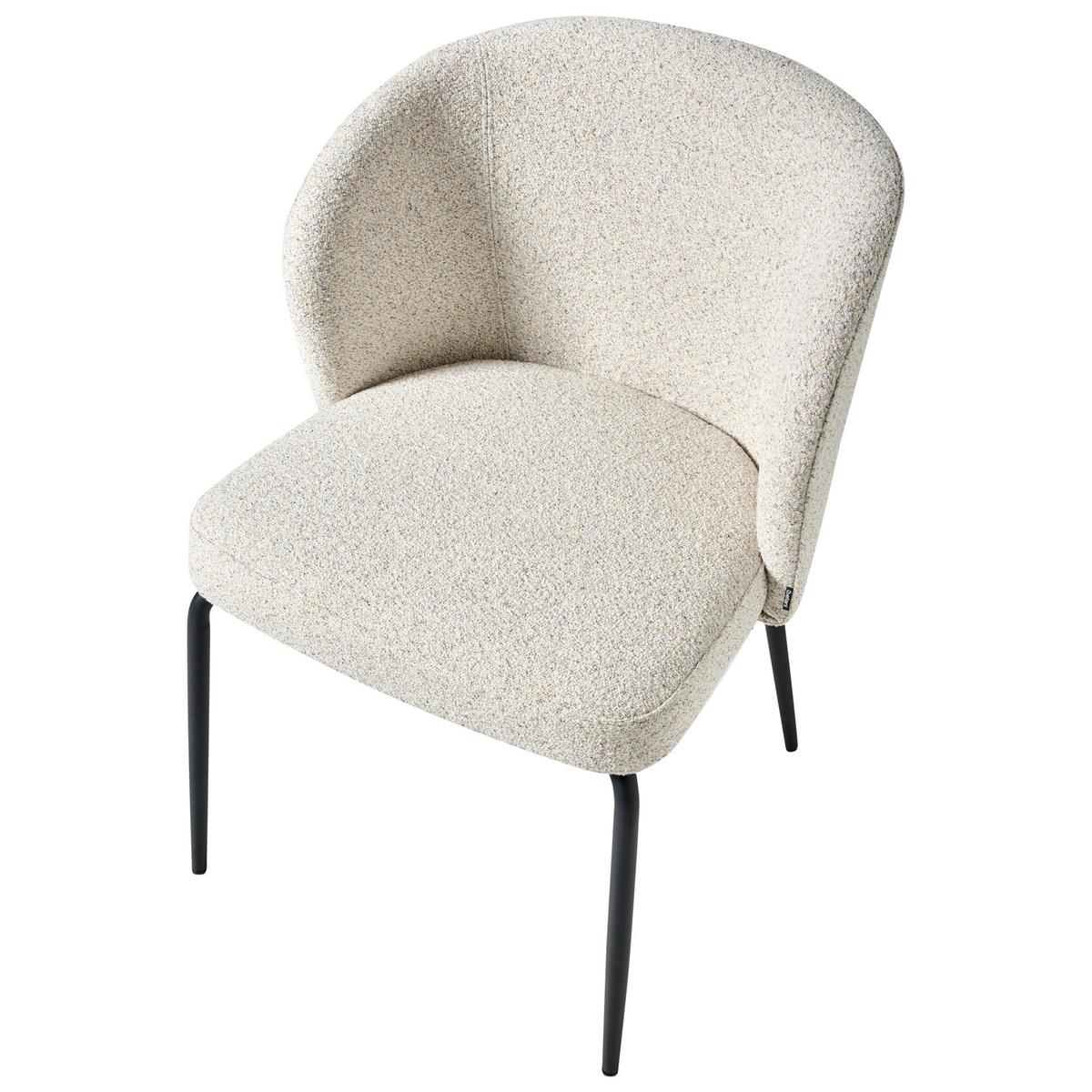 ESSZIMMERSTUHL 2er-Set Bouclé Hellbeige Zana - Beige, Textil (55/80/56cm) - Beliani