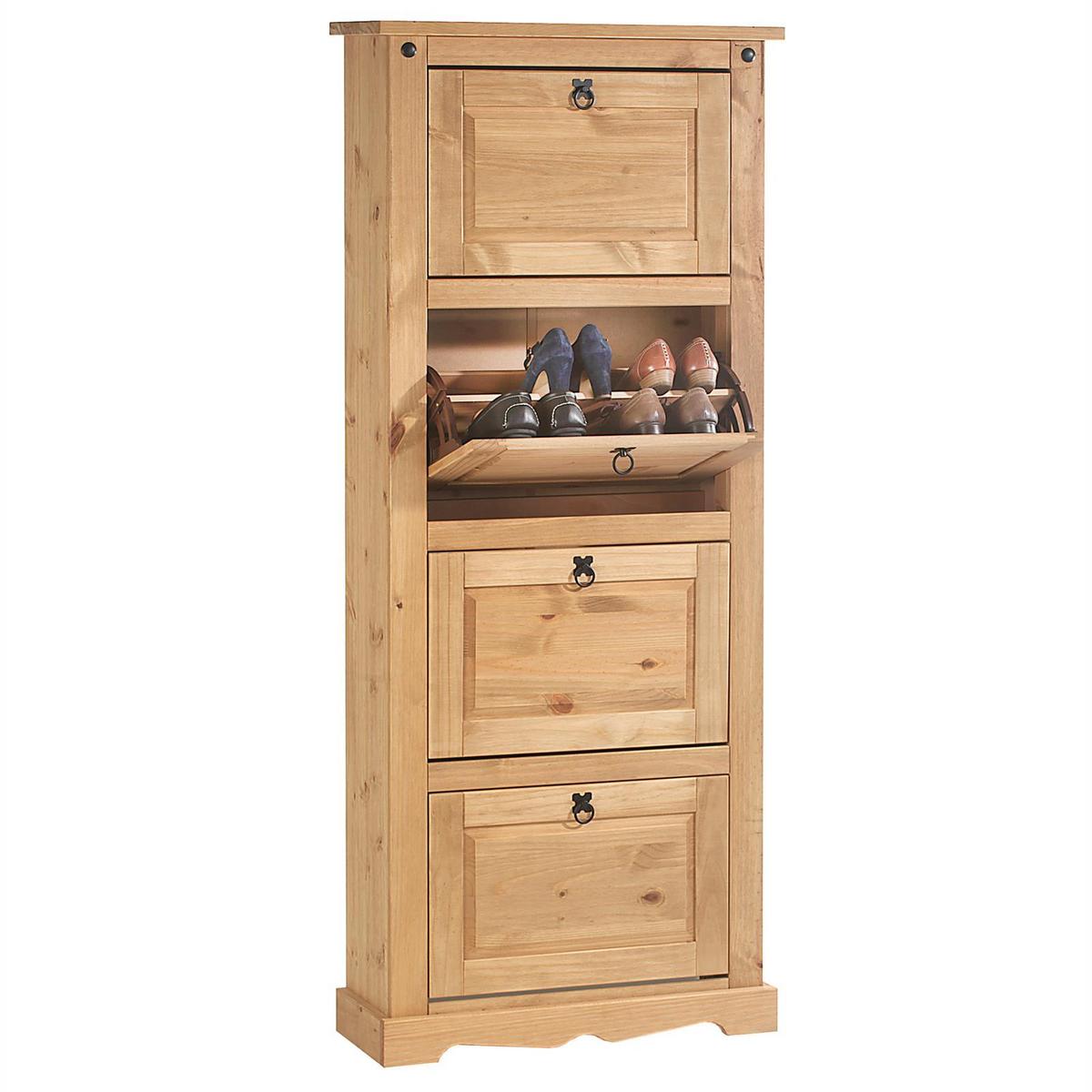 MEXIKO MÖBEL SCHUHSCHRANK TEQUILA - Kieferfarben, Holz (73/177/26cm) - IDIMEX