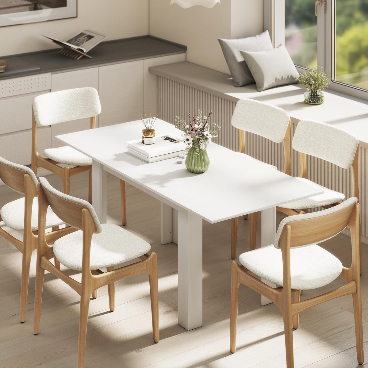 AUSZIEHBARER-ESSTISCH MDF Weiß - Weiß, Holzwerkstoff (180/80/75cm) - HOMCOM