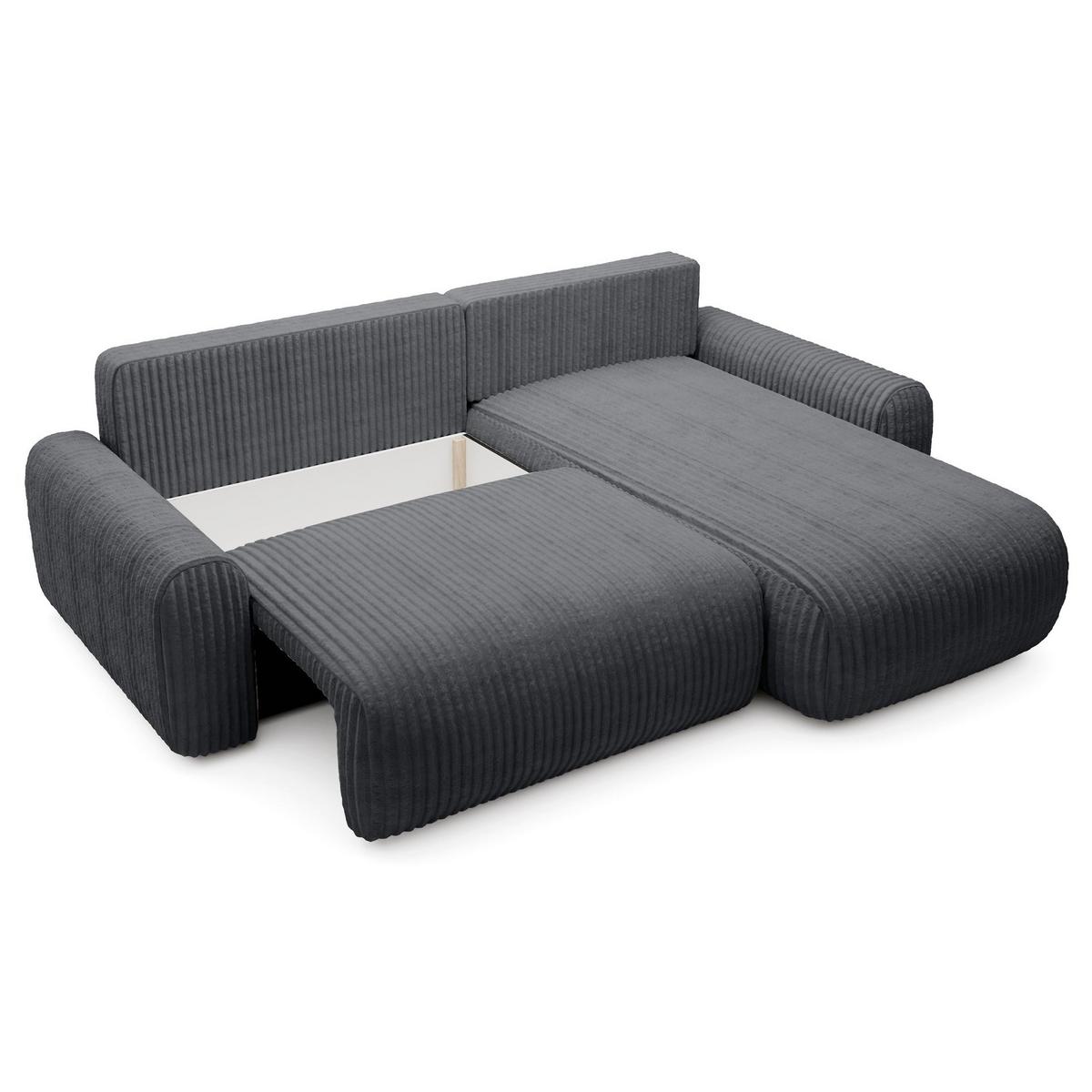 ECKSOFA Lelu Dunkelgrau beidseitig - Dunkelgrau/Schwarz, Kunststoff/Textil (245/165cm) - Selsey