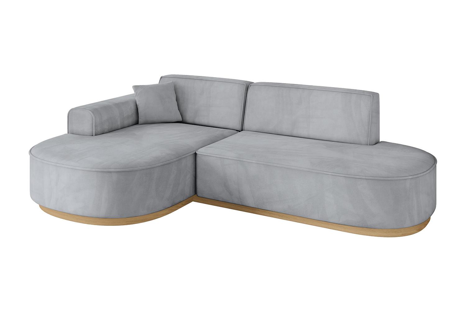 ECKSOFA Ottomane Links MARI-L1-v2 - 243x171x83 cm Grau Velours - Grau, Holzwerkstoff/Textil (243/171cm) - ALTDECOR