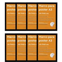 RAHMEN Set mit 8 aus MDF und Acrylglas Schutz und Aussteller für Fotografien, Bilder, Poster, Gemälde, Dekoration für Haus Farbe Schwarz A3 - Schwarz, Holz (29.7/3cm) - Nacnic