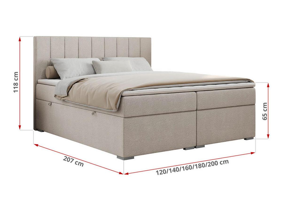 BOXBETT ALLY 160/200 Beige Struktur - H3 - Beige, Holz/Textil (160/200cm) - MKS