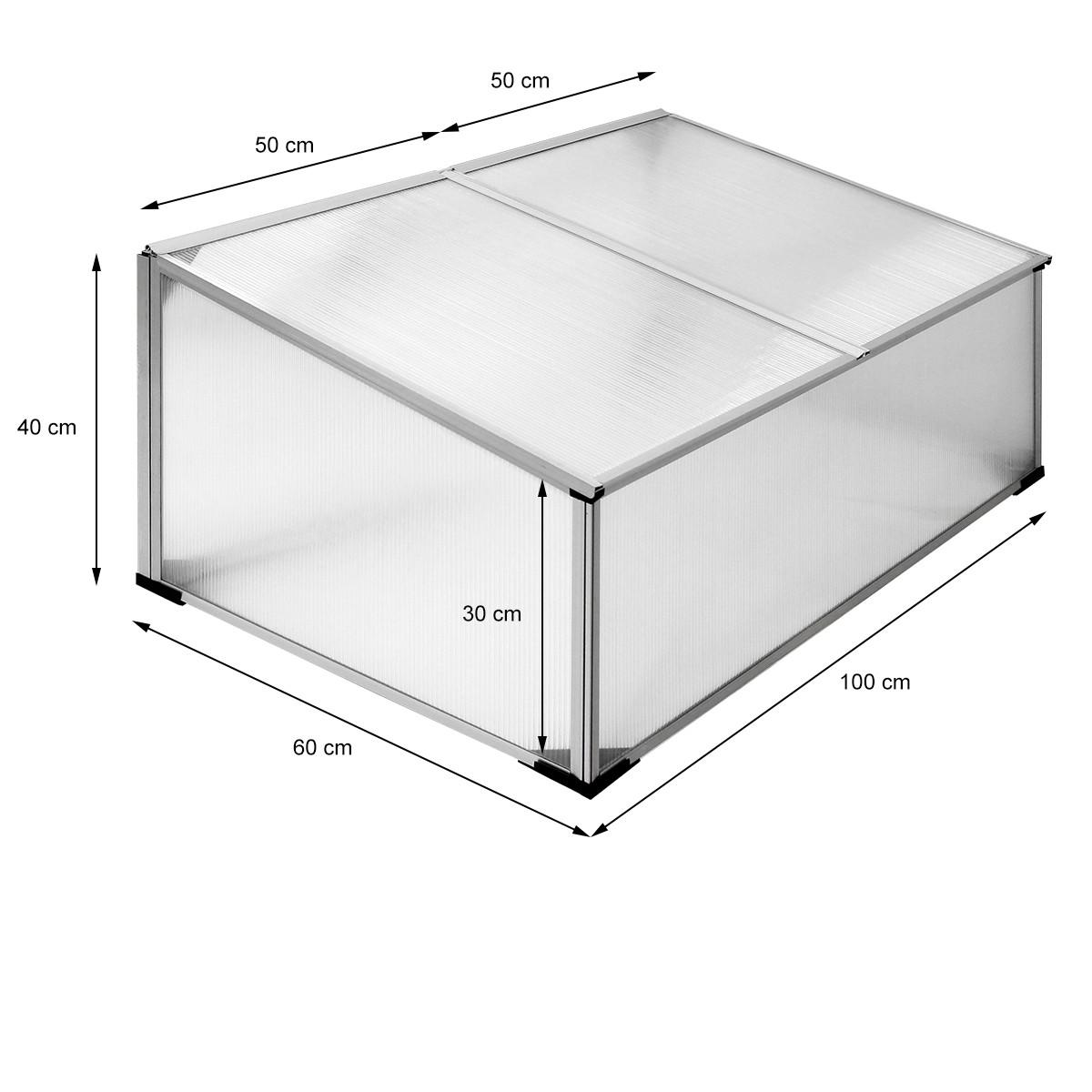 FRÜHBEET mit zweiteiliges Dach 100x60x40 cm 0,6m² - Transparent, Metall (60/40/100cm) - ECD-Germany