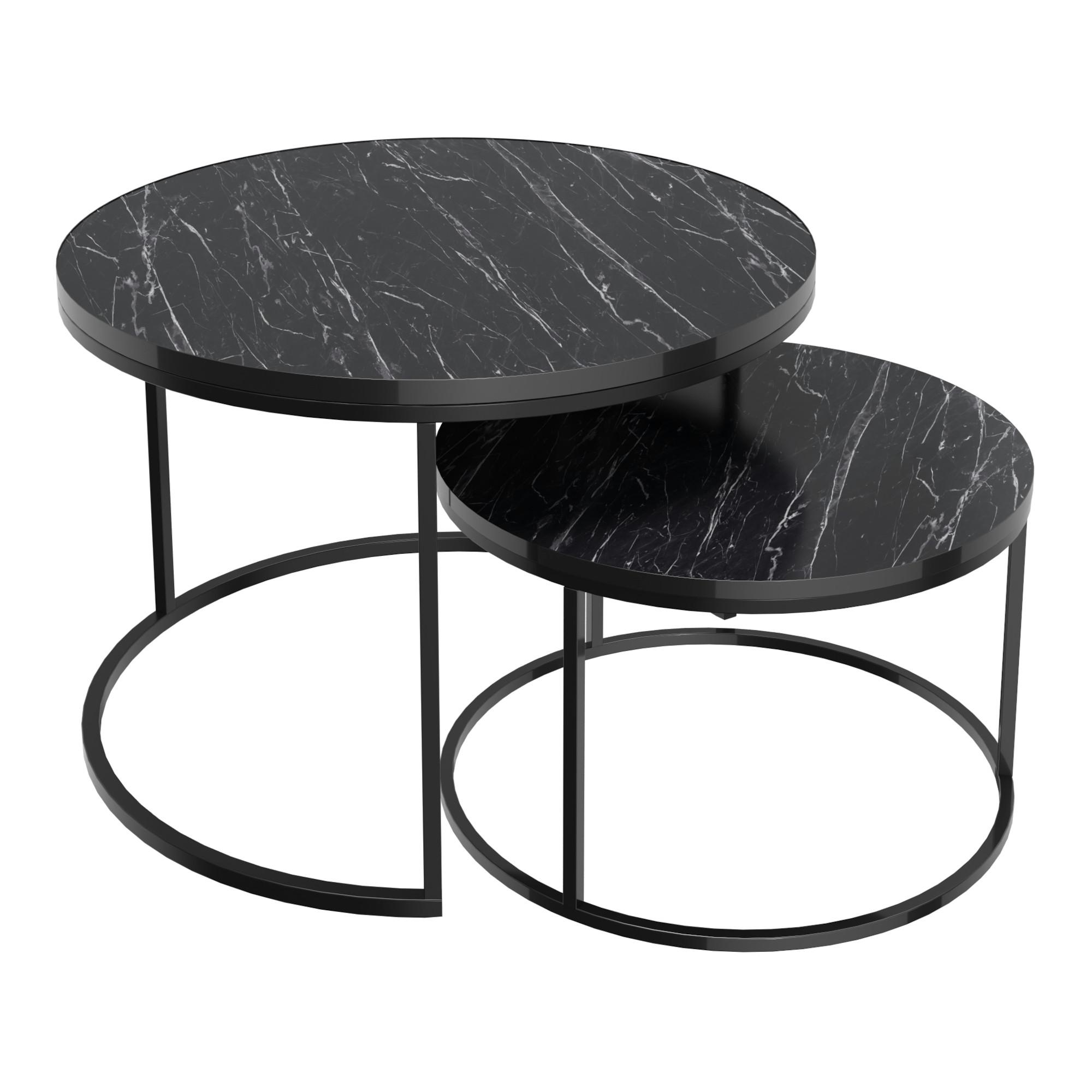 COUCHTISCH SET Skagen 2-teilig 70/70/50 - Schwarz, Holzwerkstoff (70/70/50cm) - [en.casa]