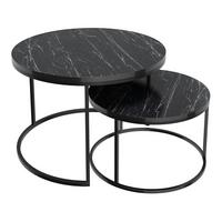 COUCHTISCH SET Skagen 2-teilig 70/70/50 - Schwarz, Holzwerkstoff (70/70/50cm) - [en.casa]