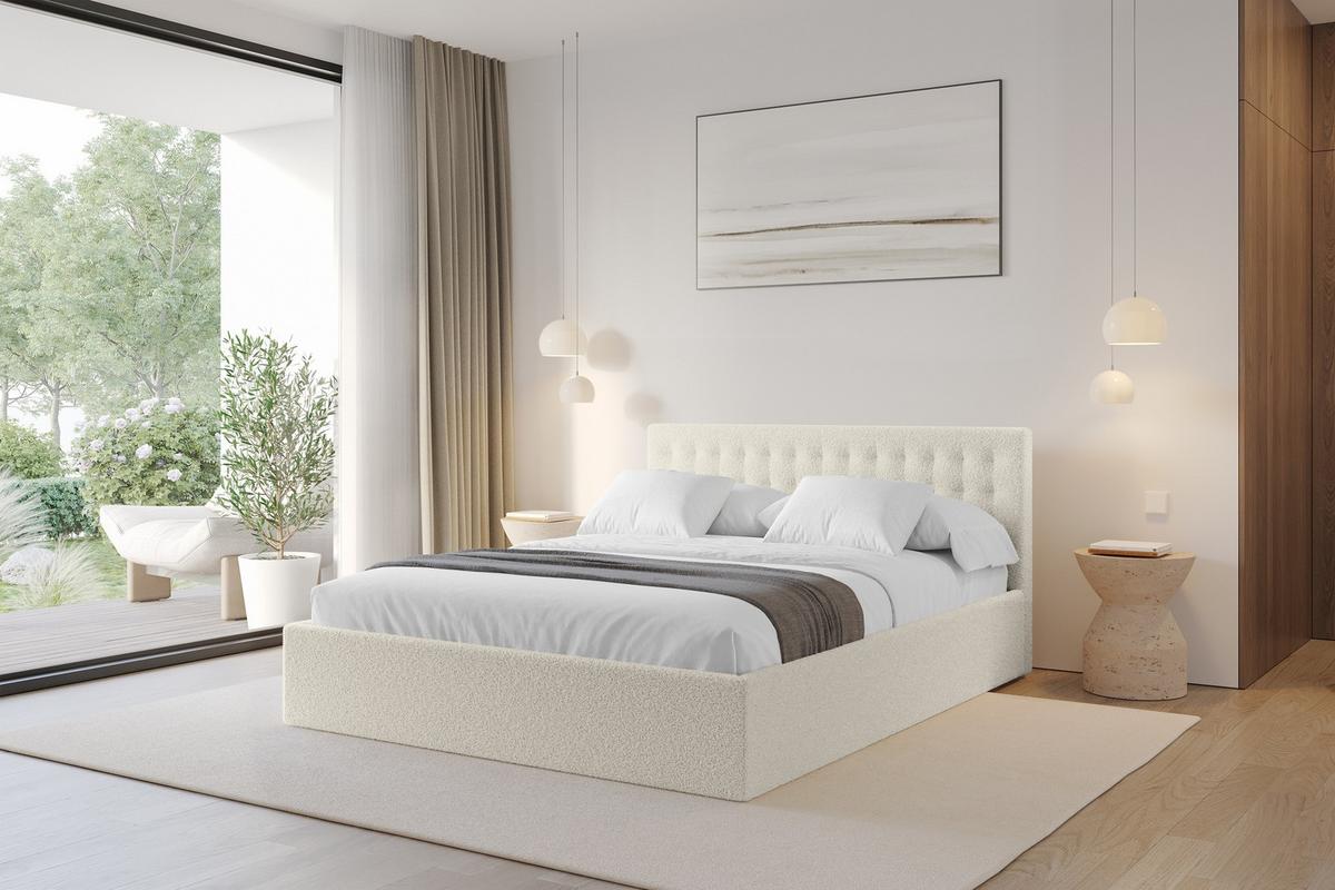 POLSTERBETT mit Bettkasten und Lattenrost, Bett mit Matratze H3/H4 - PARI 160x200 Beige - Sandfarben, Holzwerkstoff/Textil (160/200cm) - ALTDECOR