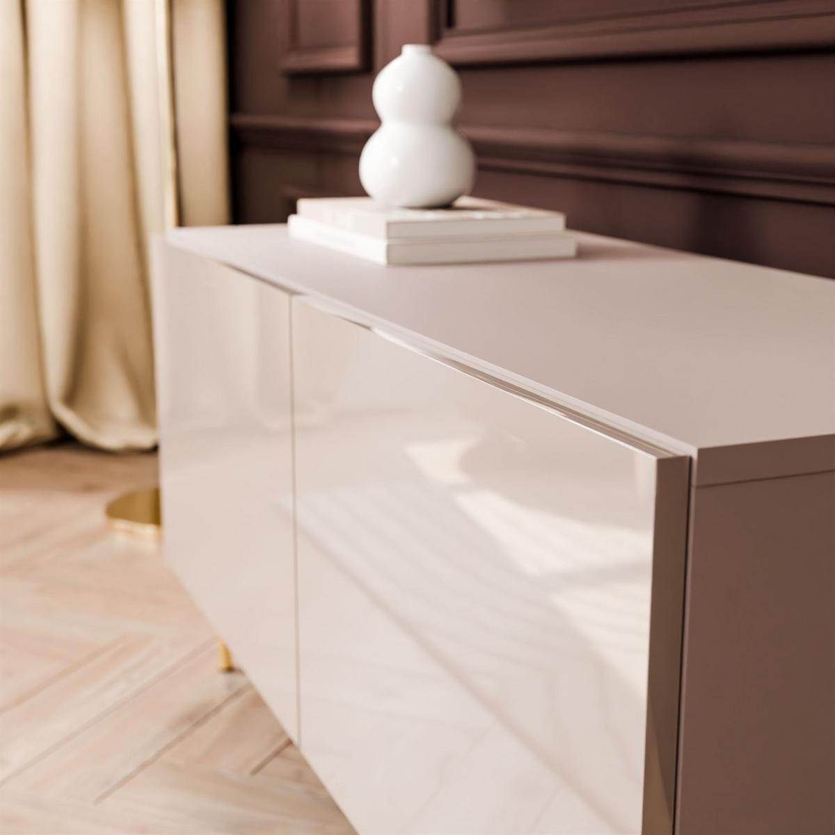 TV-SCHRANK COLGANTE 100 Kaschmir Hochglanz, ohne LED, Gerade goldene Füßen - Kaschmir/Goldfarben, Holzwerkstoff (100/50/40cm) - Lookway