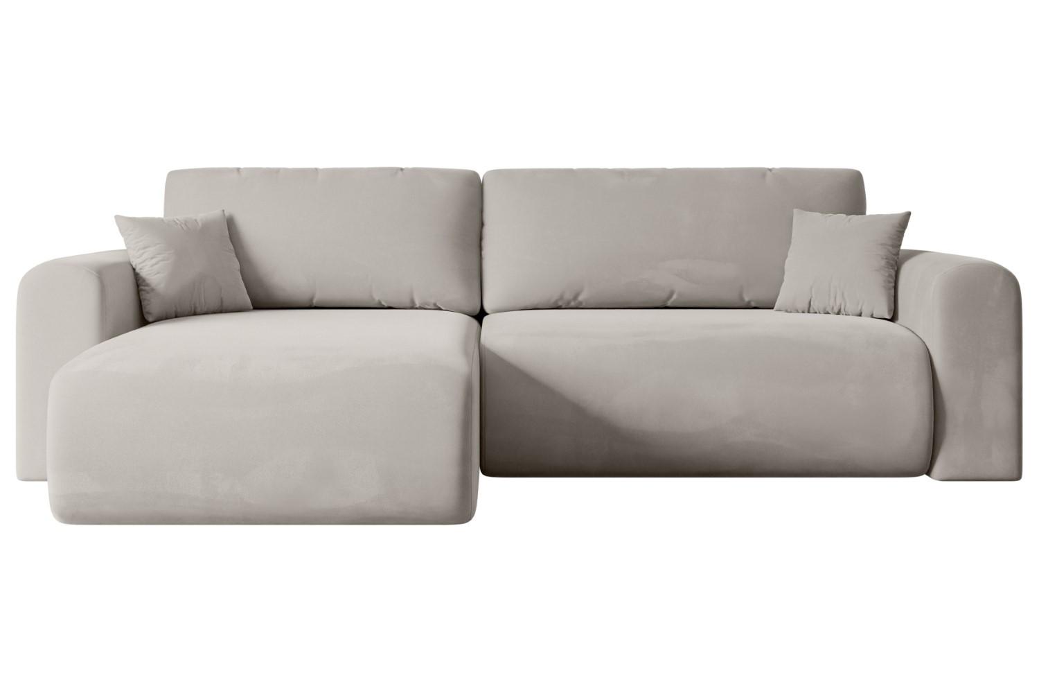 ECKSOFA mit Schlaffunktion und Bettkasten ORRO-L - 272x145x83 cm Hellbraun Velours - Hellbraun/Schwarz, Holzwerkstoff/Kunststoff (272/145cm) - ALTDECOR