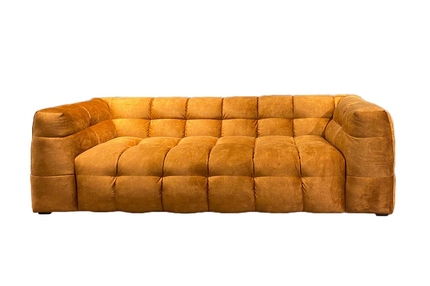 SOFA RIO Gold Velvet - Goldfarben/Schwarz, Textil (282/68/105cm) - KAWOLA