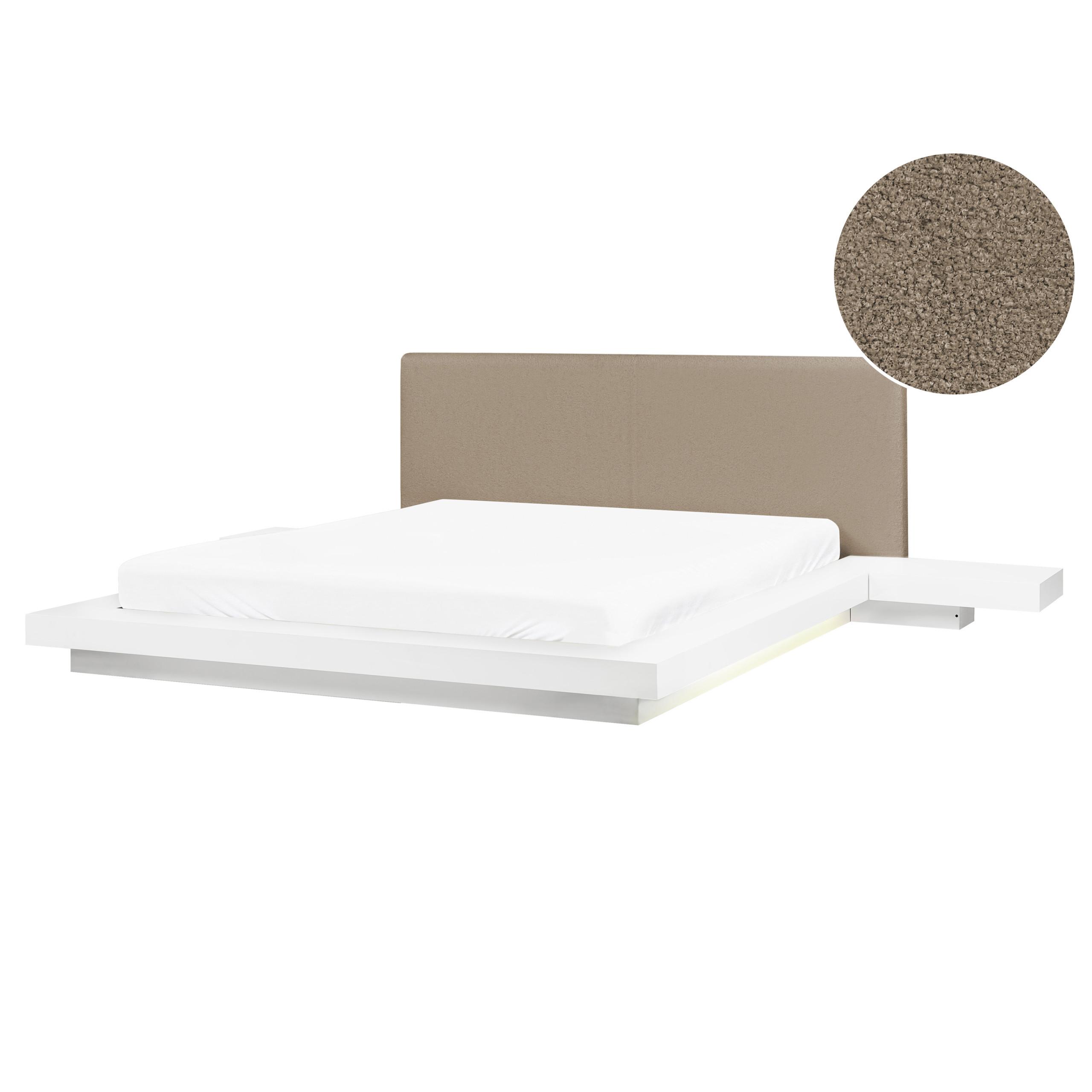 BETT mit LED 160/200 cm MDF-Platte Taupe Zen - Taupe, Holzwerkstoff (160/200cm) - Beliani