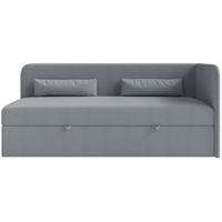 JUGENDBETT Calmmo Dunkelgrau mit Chenille-Bezug, Kopfteil rechts - Dunkelgrau, Textil (90/200cm) - Selsey