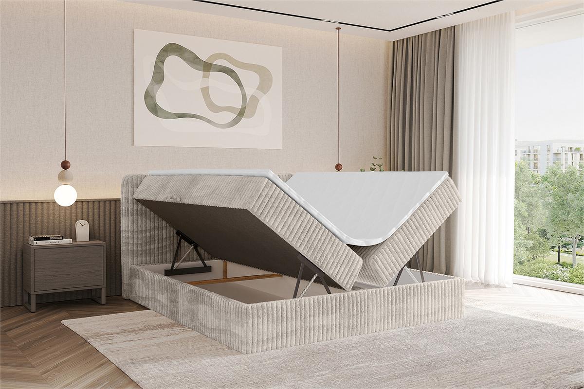 BOXBETT mit Matratze H4 - NINA - 180x200 cm - Creme - Creme, Holzwerkstoff (180/200cm) - ALTDECOR