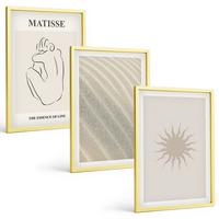 BILDER SET 3er Set - 40x60 cm Goldrahmen - Minimalistische Sandlinien Sonne - Goldfarben, Kunststoff (40/60cm) - TULUP