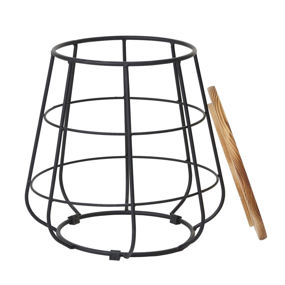 SITZHOCKER ECHTHOLZ Braun, Schwarz - Schwarz/Braun, Holz (35/40/35cm) - MCW