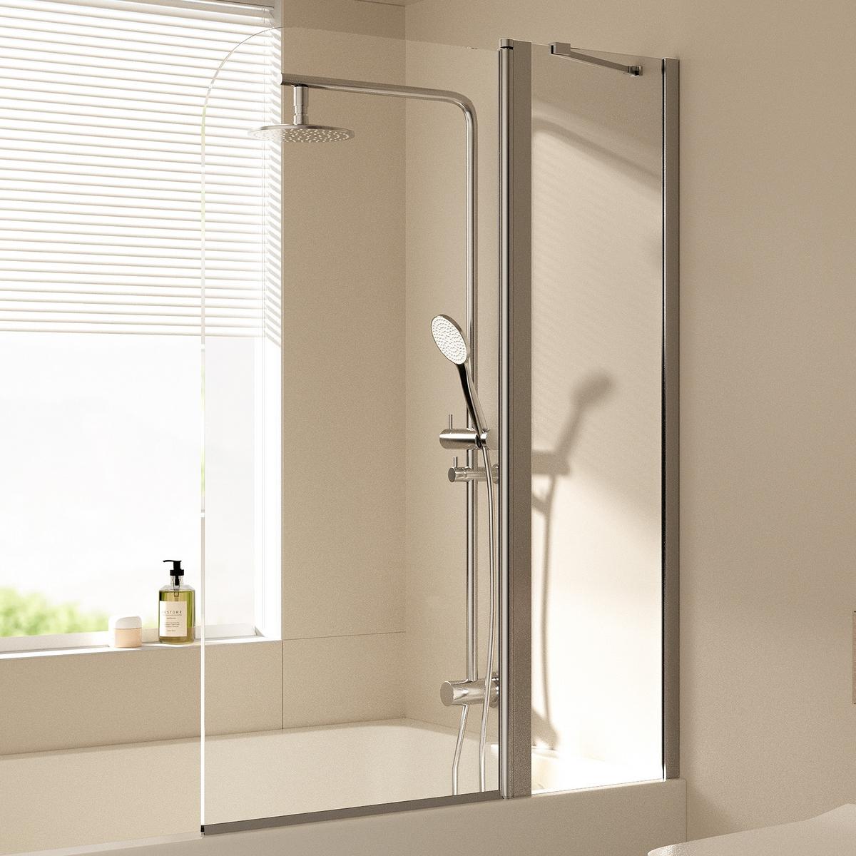BADEWANNENAUFSATZ mit Festteil und Schwenkfunktion 100/140 cm - Transparent, Glas (100/140cm) - EMKE