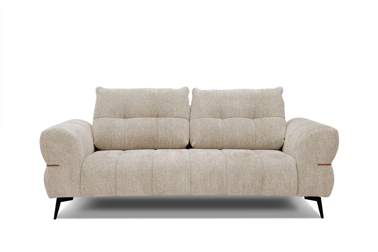 SOFA SALVINI 3-Sitzer, ecru - Ecru/Schwarz, Holzwerkstoff/Textil (176/88/99cm) - Wozimo