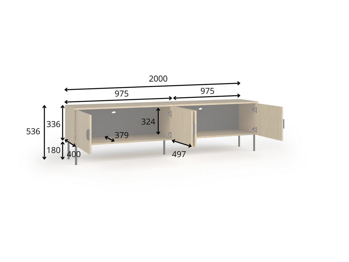 TV-SCHRÄNK Graphitschwarz 200/53,6/40 - Graphitfarben, Holzwerkstoff (200/54/40cm) - RAUMHIRSCH FURNITURE