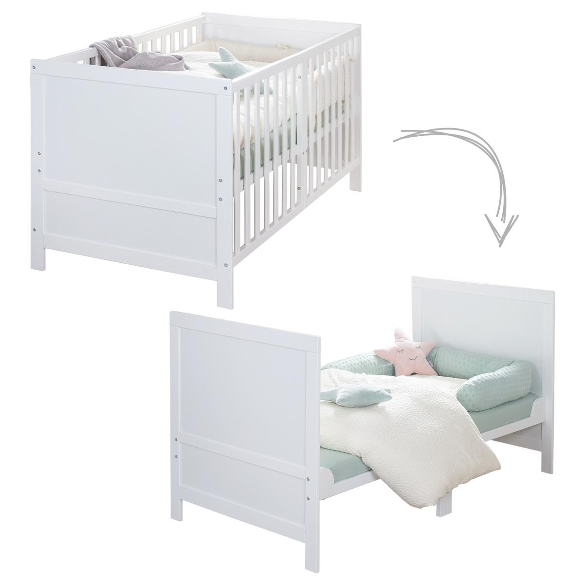 BABYBETT mit Matratze Easy Sleep 70 x 140 cm - Weiß, Holzwerkstoff/Textil (70/140cm) - Roba