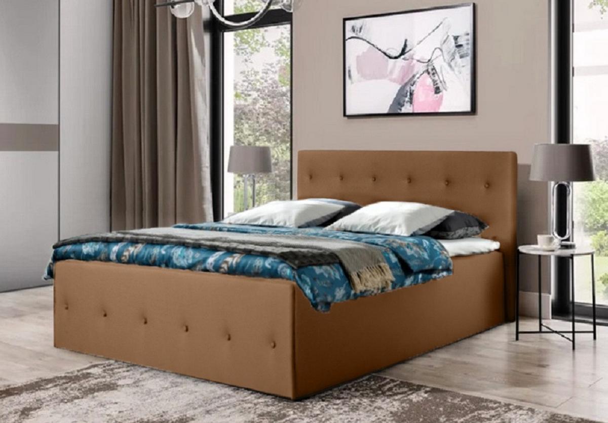 POLSTERBETT Atalanta Braun 140 x 200 x 40 cm Mit Hochwertiger Matratze H3 (bis 120 kg) und Lattenrost - Braun, Holz (140/200cm) - Halmon Schlafkomfort Betten 