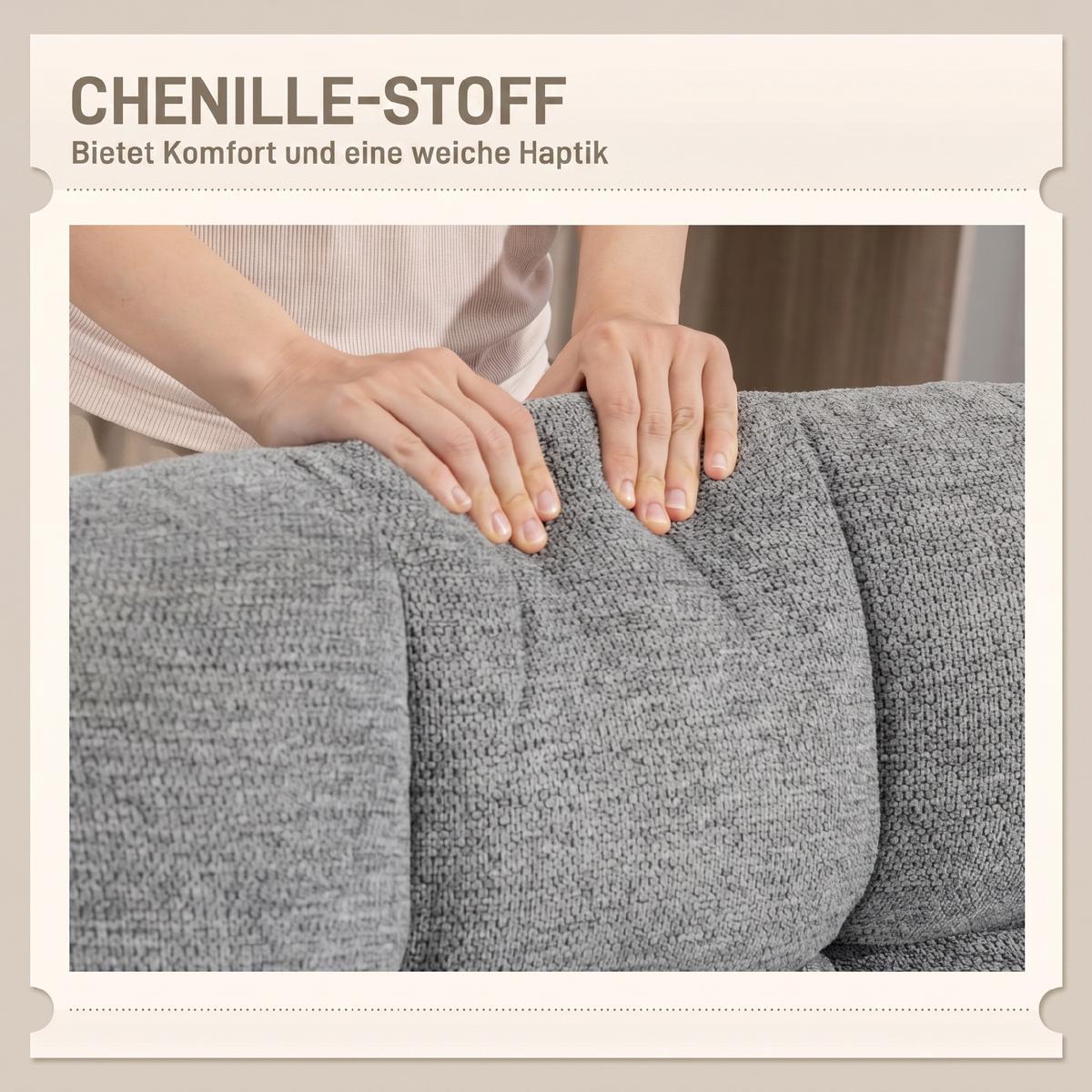 LOUNGESESSEL Chenille Stahl Grau - Grau, Textil/Metall (75/90/95cm) - HOMCOM