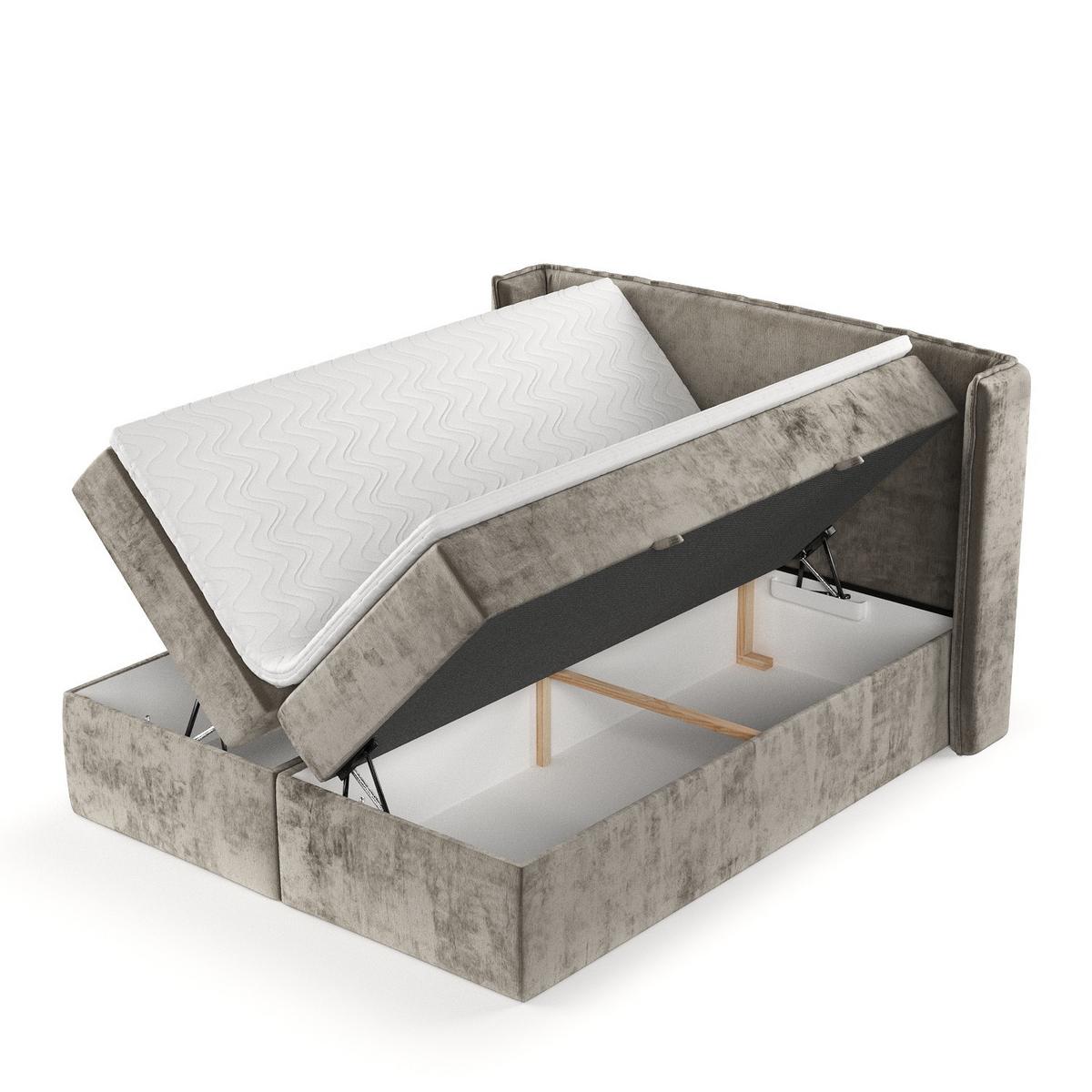 BOXBETT Viva 160/200 cm Beige im Lotta Stoff - Beige/Schwarz, Holz/Holzwerkstoff (160/200cm) - AltaBeds
