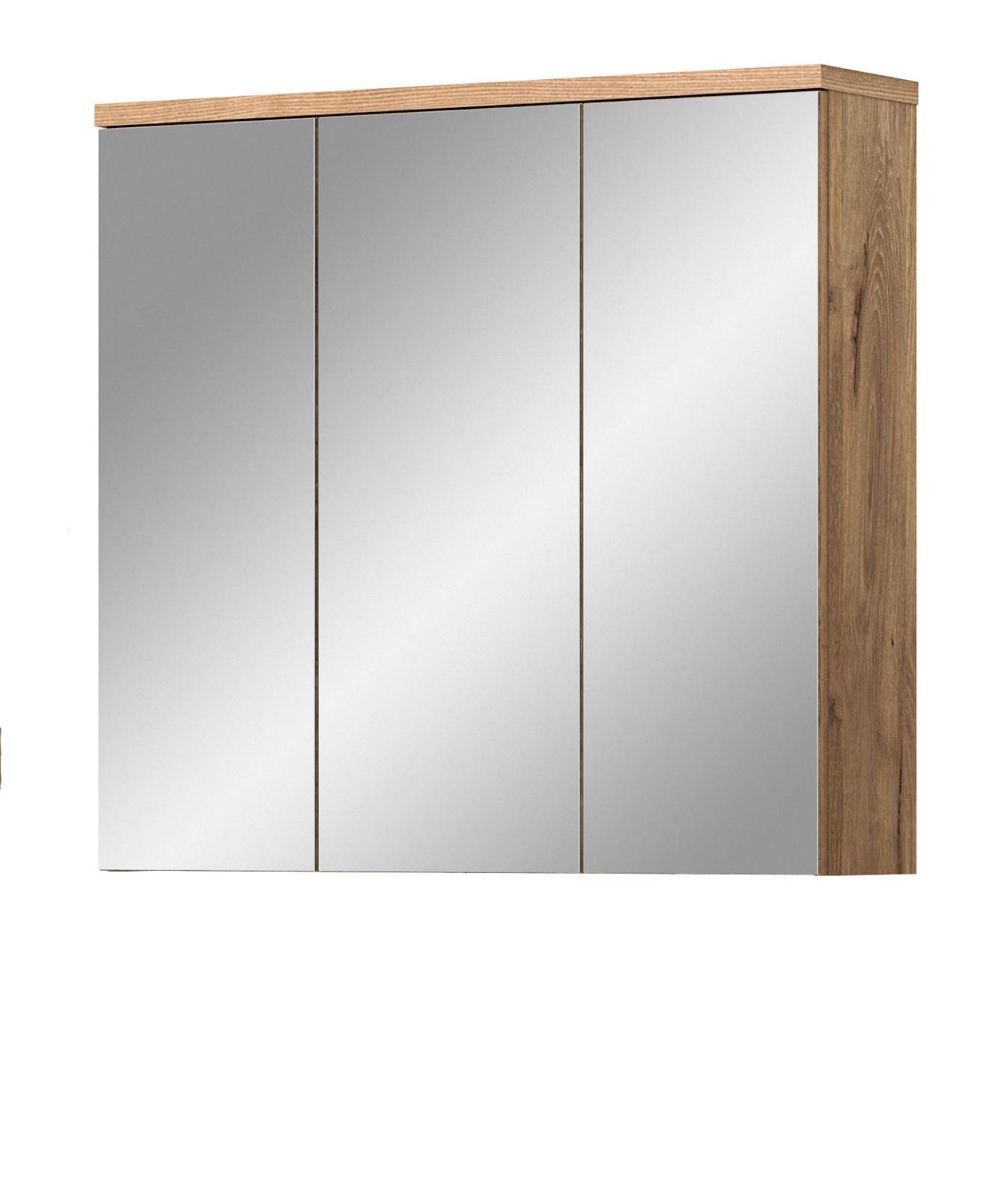SPIEGELSCHRANK Eiche 80 cm, Badschrank mit Soft-Close - Eichefarben, Holzwerkstoff/Metall (80/75/20cm) - Inn.Furn
