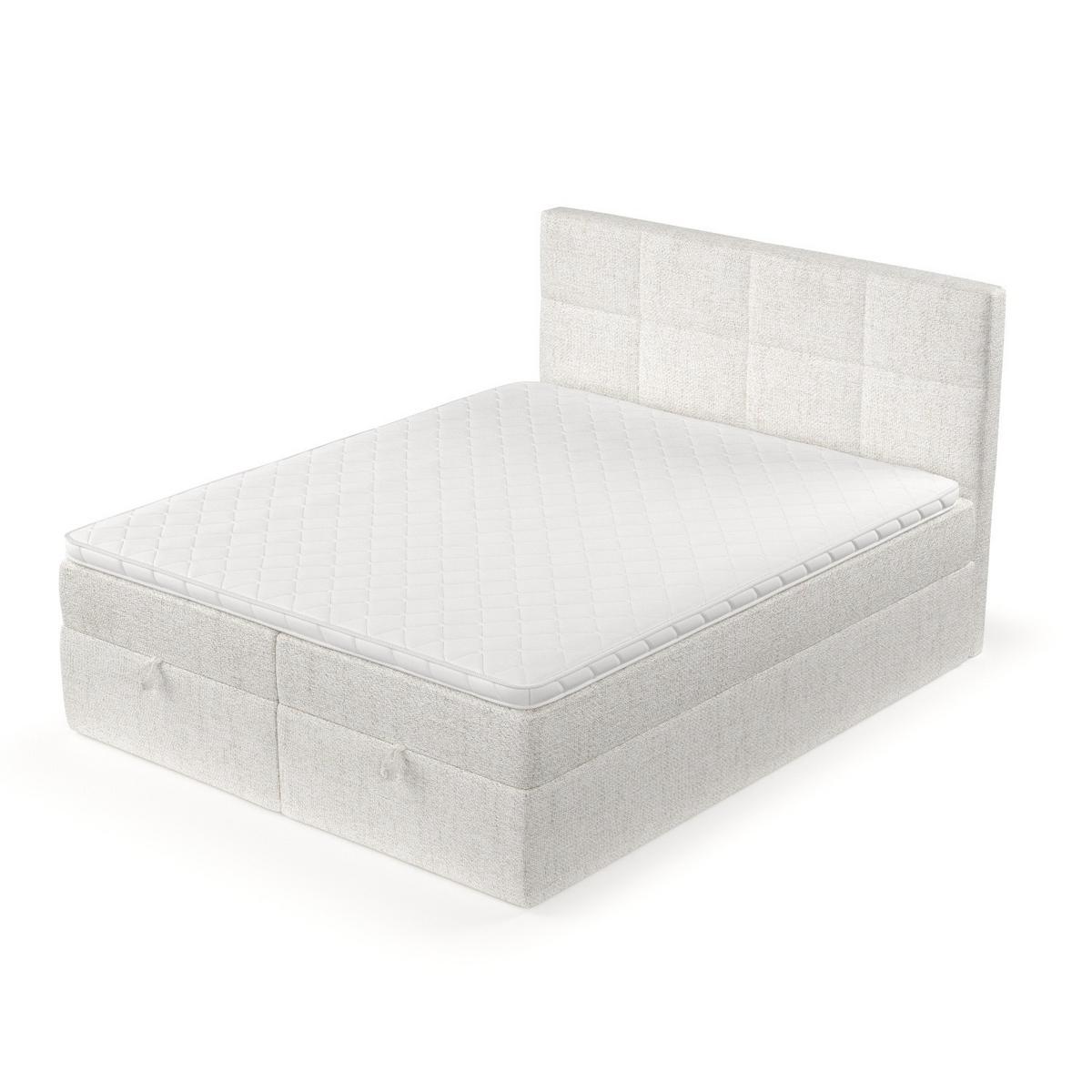 BOXBETT Velto 180/200 cm Creme im Neve Stoff - Creme/Schwarz, Holz/Holzwerkstoff (180/200cm) - AltaBeds