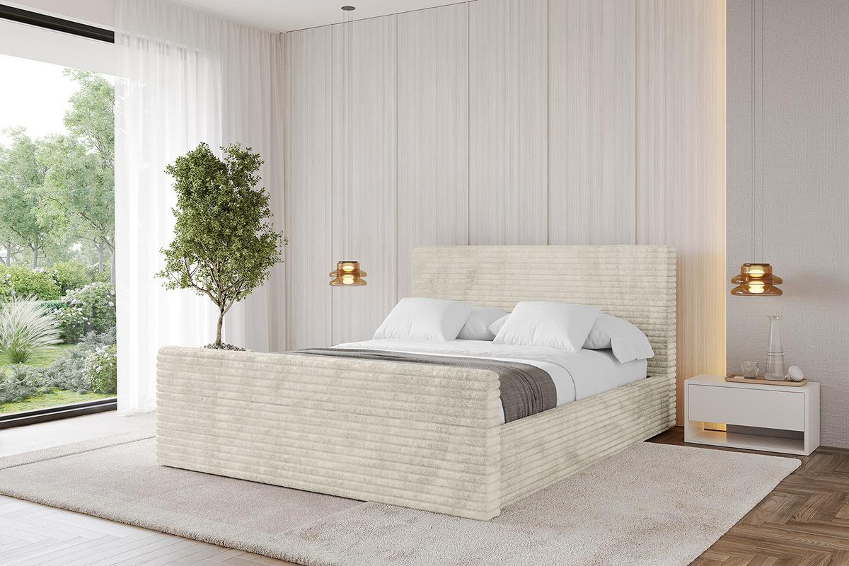 POLSTERBETT mit Bettkasten, Fußteil und Lattenrost, Boxbett ohne Matratze - ALOVA-Z 120x200 Beige - Beige, Holzwerkstoff/Textil (120/200cm) - ALTDECOR