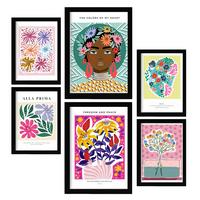 POSTER Set Mit 6 Oasis Zusammenfassung A3 & A4 Schwarzer Rahmen - Schwarz, Papier (29/3cm) - Nacnic