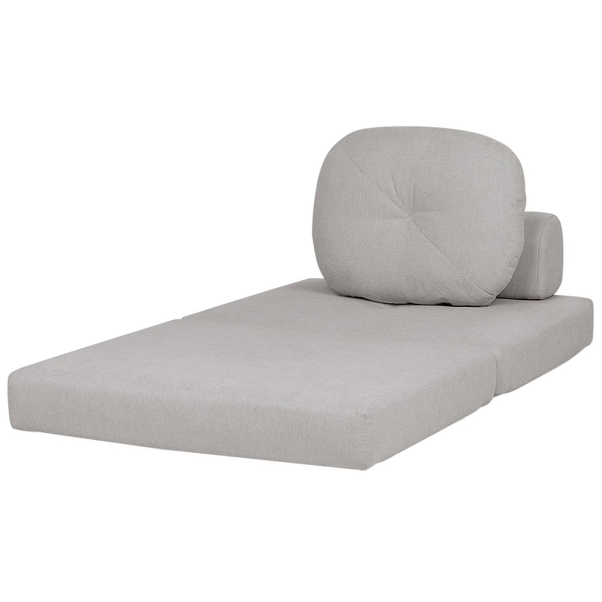 1-SITZER BODENSOFA Stoff hellgrau mit Schlaffunktion Olden - Grau, Textil (81/54/91cm) - Beliani