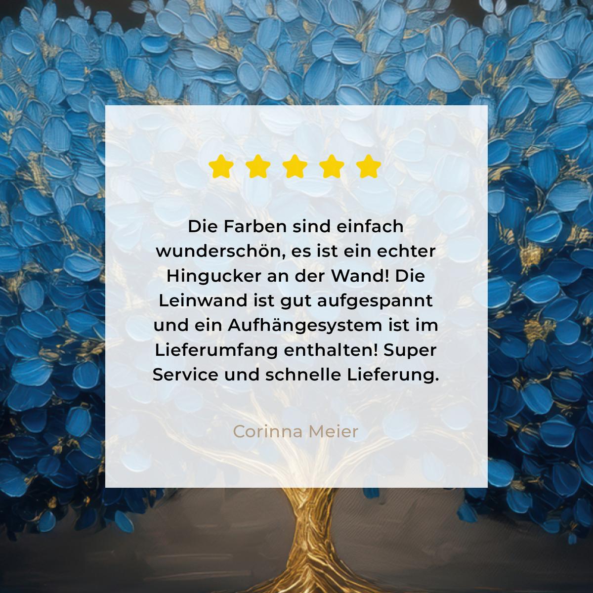 LEINWANDBILD Baum - Blau - Blätter - Pinselstriche Wandbild 40x30 cm - Blau, Textil (40/30cm) - MuchoWow