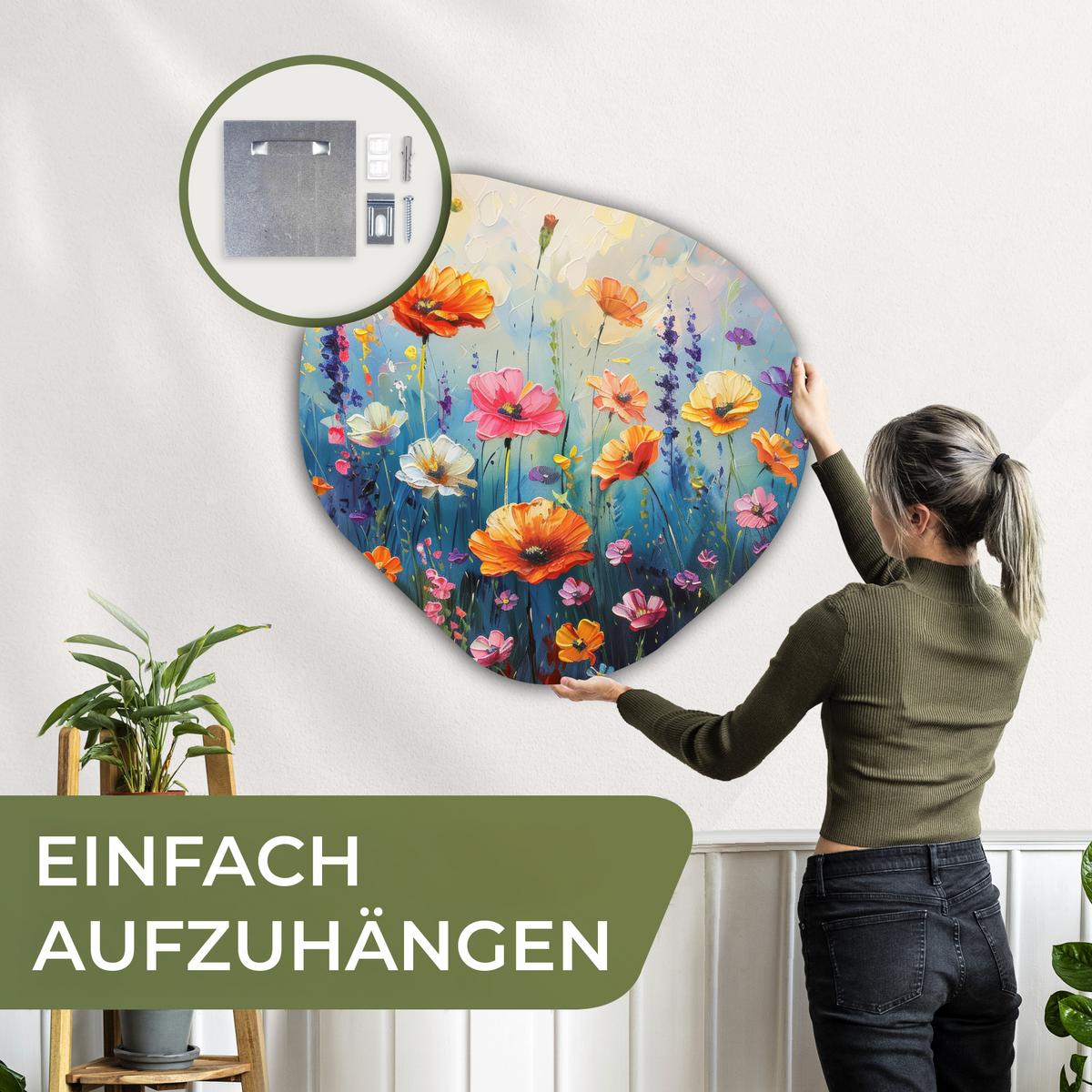 WANDBILD Blumen - Natur - Aquarell - Kunst Room Decor 90x90 cm - Multicolor, Kunststoff (90/90cm) - MuchoWow