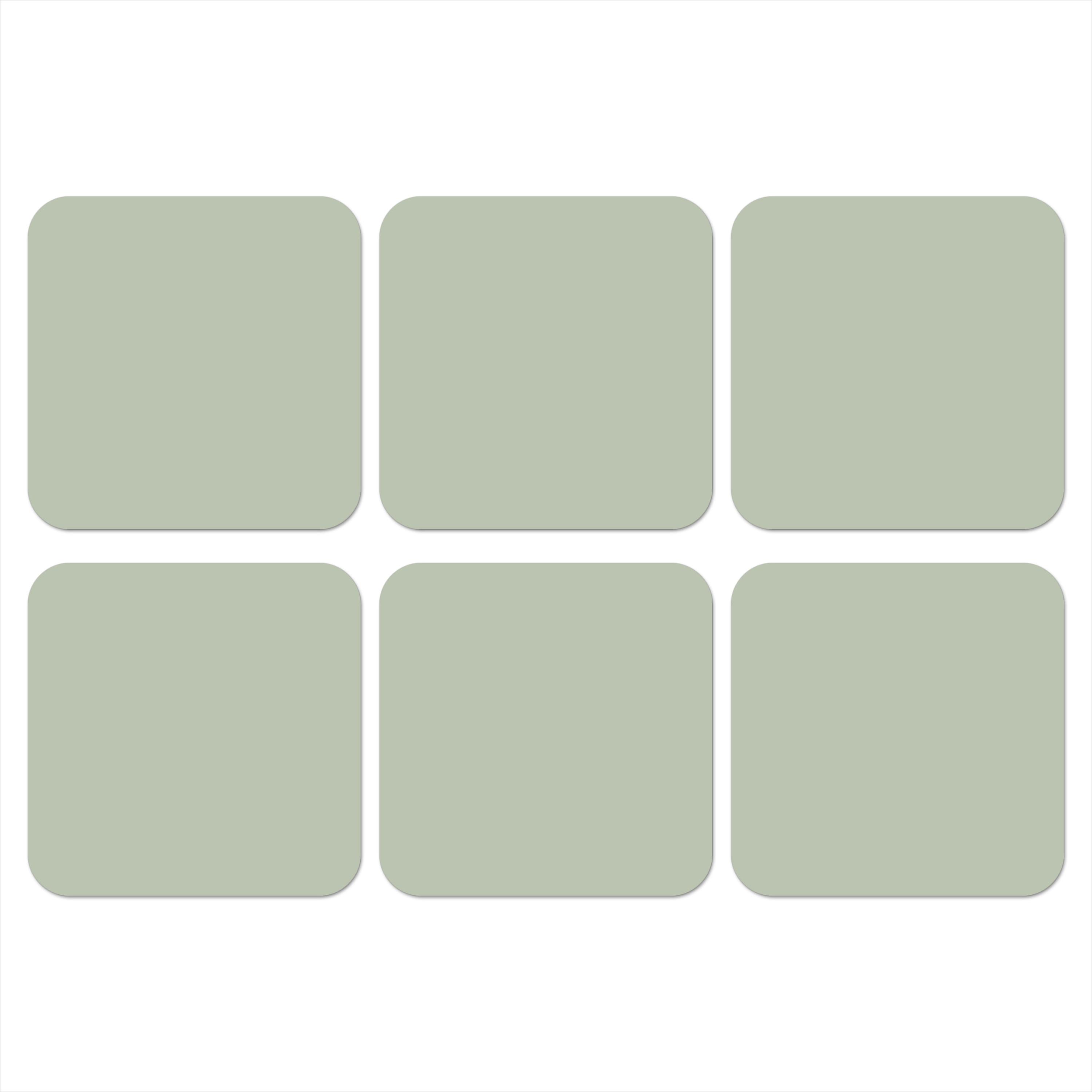 GLASUNTERSETZER 6er-Set Mintgrün - Unifarben 10x10 cm - Salbeigrün, Naturmaterialien (10/0.2cm) - MuchoWow