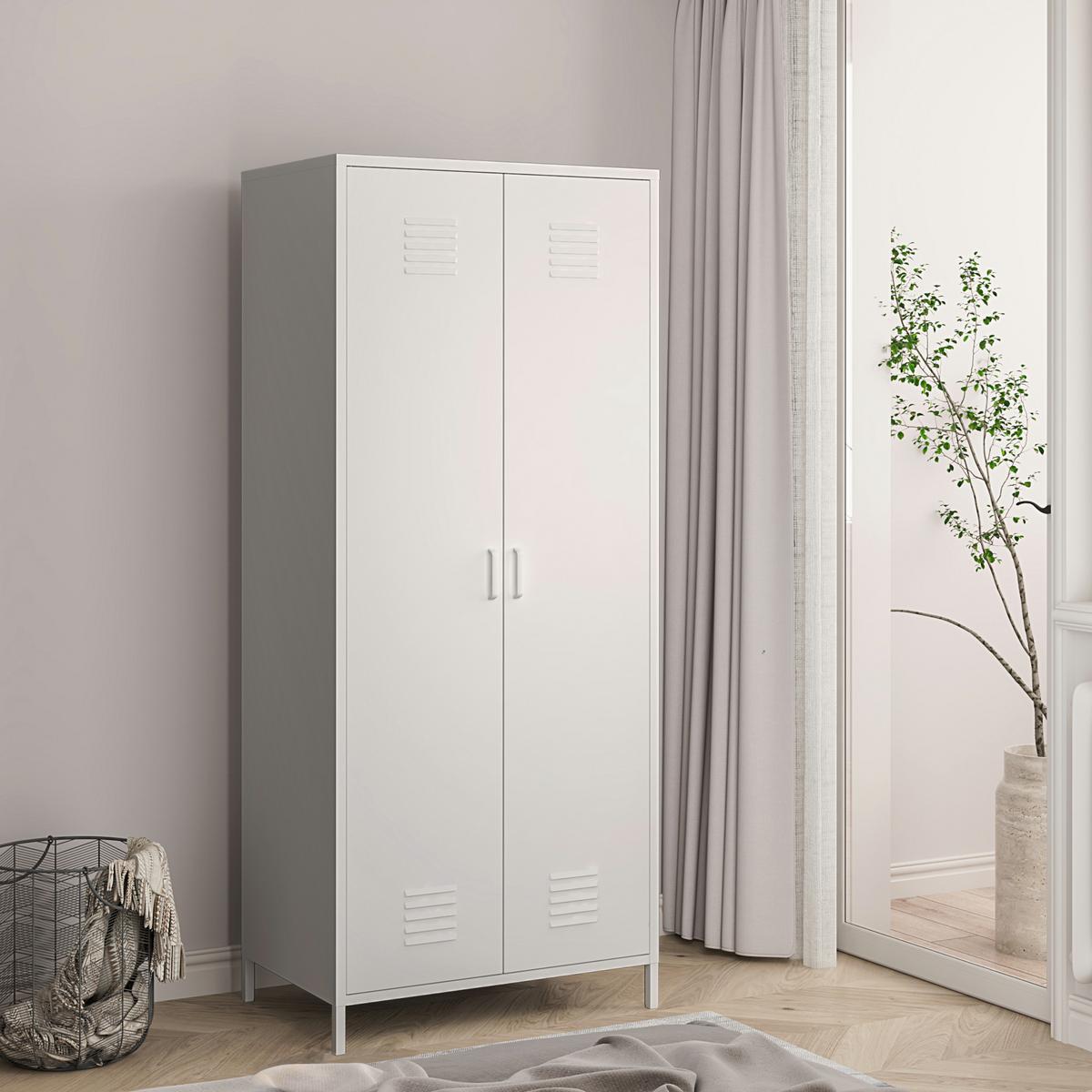 KLEIDERSCHRANK Seinäjoki - Weiß, Metall (76/180/50cm) - [en.casa]