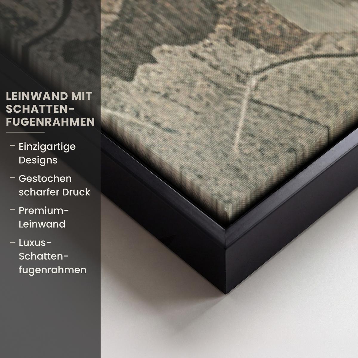 LEINWAND Bilder mit Rahmen - Blumen - Blätter - Abstrakt - Modern - 100x150 - Grau, Textil (100/150cm) - MuchoWow
